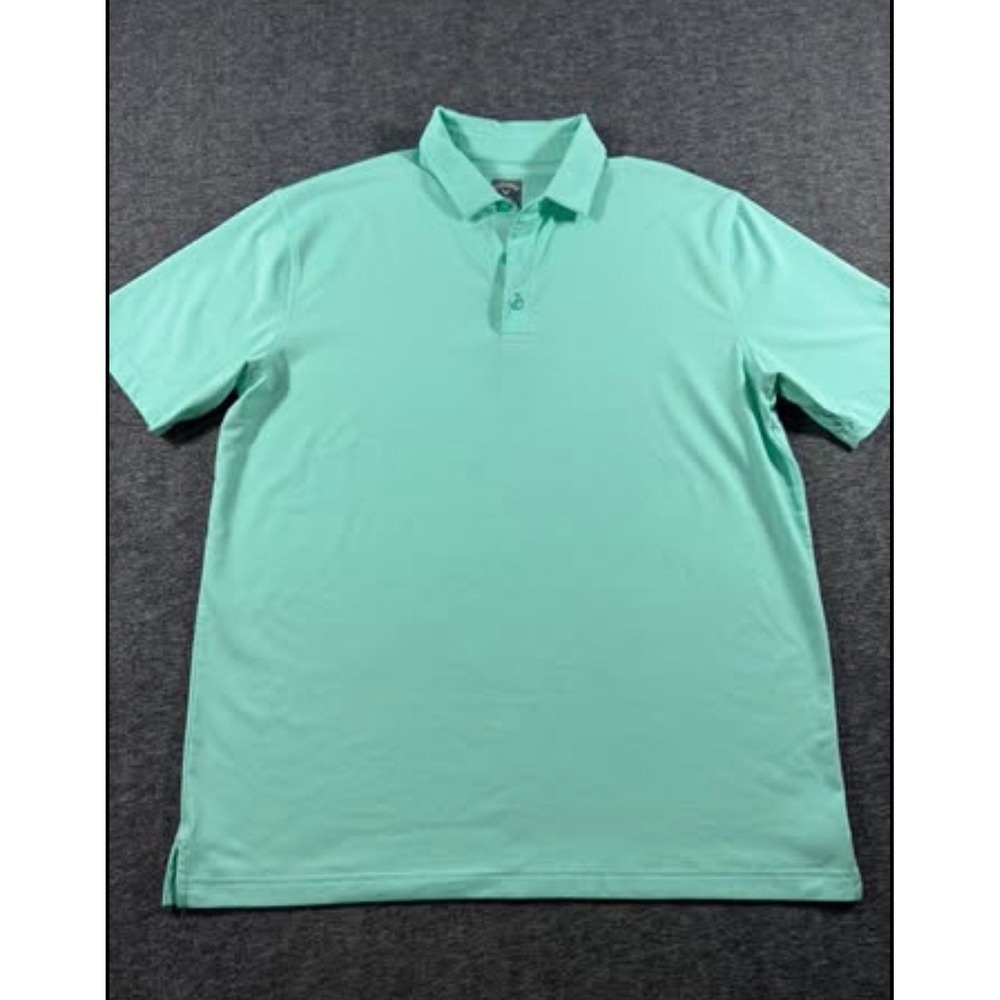 Callaway Opti-Dri Mens Large Mint Green Striped Short Sleeve Golf Polo Shirt - Picture 4 of 6